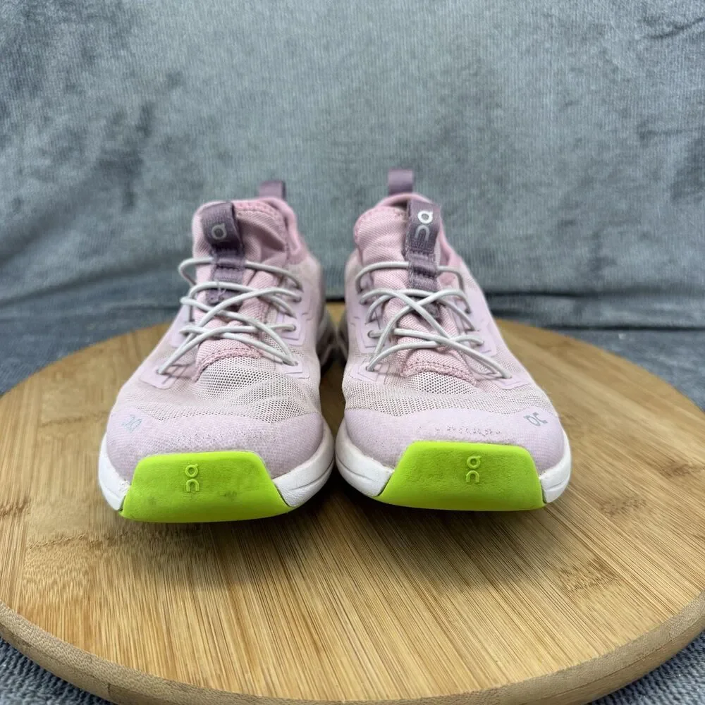 On Shoes Girls Size 1.5 Pink Green Mesh Running Athletic Sneakers CloudTec Kids